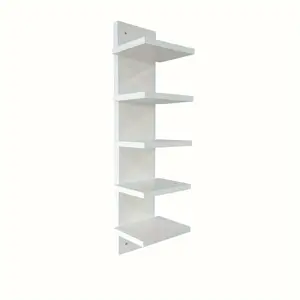 5-Tier Vertical Wall-Mounted Storage Shelf - Durable Wooden Shelves, Modern and Minimalist Design, Suitable for Living Room, Bedroom, Home Office - Easy to Assemble and Stable, Space-Saving Storage Rack