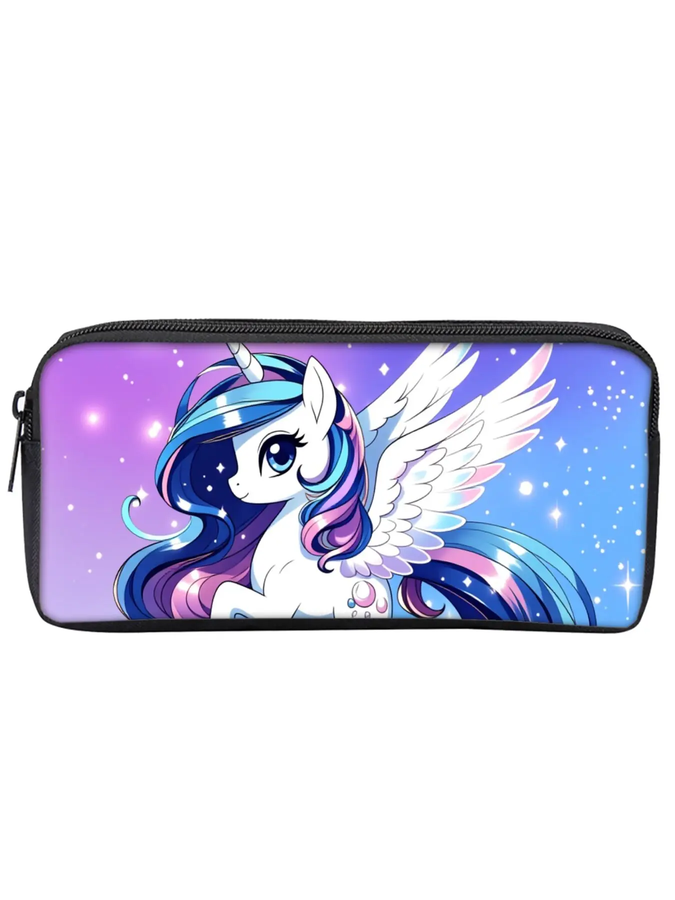 Single-layer pencil case with unicorn and pony print