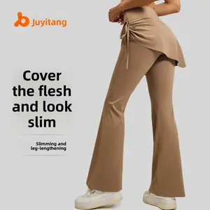 New Ruched Flared Skirt Pants Fake Two-Piece Micro Flare High Waist Hip-Lifting Yoga Pants