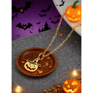 Halloween Funny Wizard Pumpkin Necklace for Women, Festive Atmosphere  Pendant, Trendy Cool Outfit Accessory