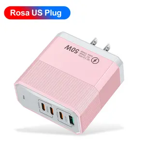 USB Wall Charger Block 50W 4-Port Charging Block for iPhone 15/14, Tablets, Nexus, Google Pixel , White Android Smartphone Portable Power Adapter