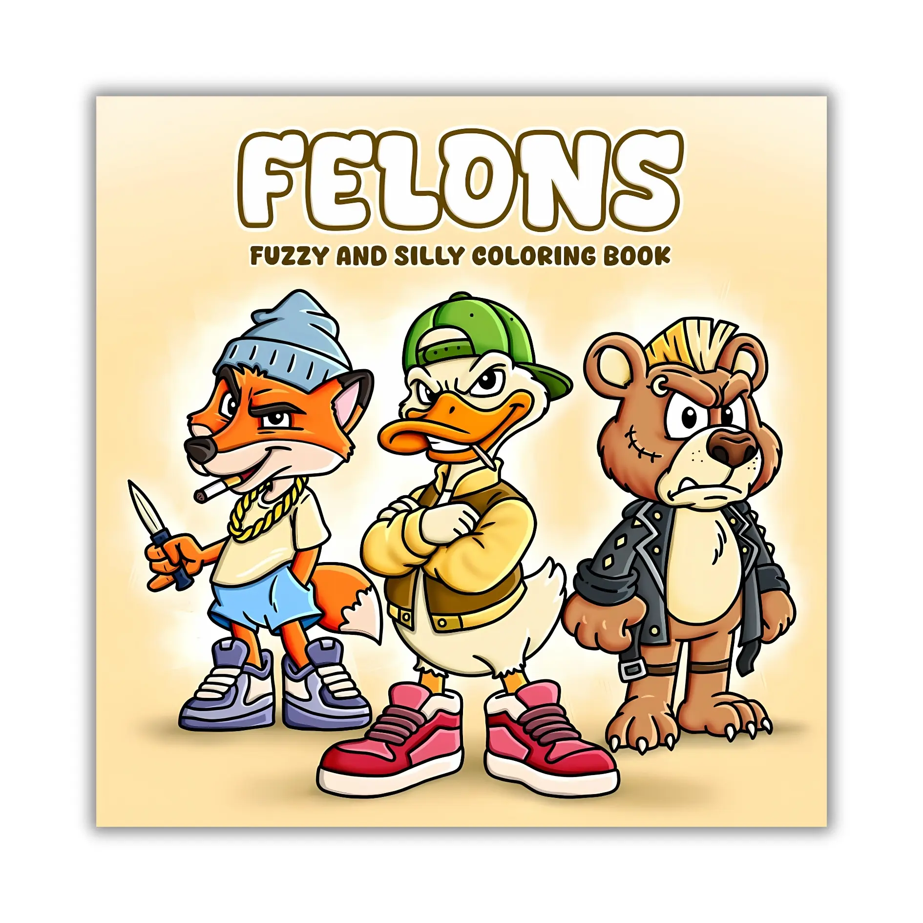 Unisex Felons Fuzzy Silly Coloring Book for Teens+Adults - 40 Hand-Drawn Bad Animals Coloring Sheets, Cozy Crime Scenes, Colorstrology Art, Special Edition Gift for Mystery Lovers & Family Fun, Creativity And Relaxation