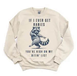 Women's Classic Sport Hoodie - Funny Rabies Bitin' List Unisex Sweatshirt, Sassy Raccoon Meme Print, Comfortable Fabric