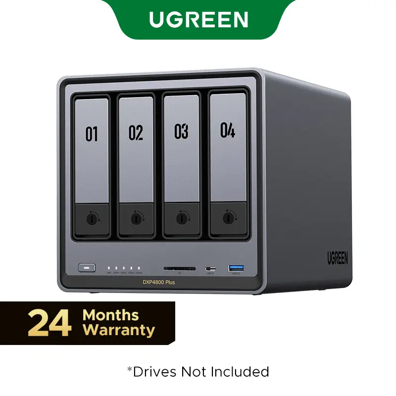 【LIVE ONLY】UGREEN NASync DXP4800 Plus 4-Bay Desktop NAS, Intel Pentium Gold 8505 5-Core CPU, 8GB DDR5 RAM, 128G SSD, 1*10GbE, 1*2.5GbE, 2*M.2 NVMe Slots Diskless（Drives Not Included）,TikTokShopHolidayHaul summerwins Home Office Computadora De Escritorio