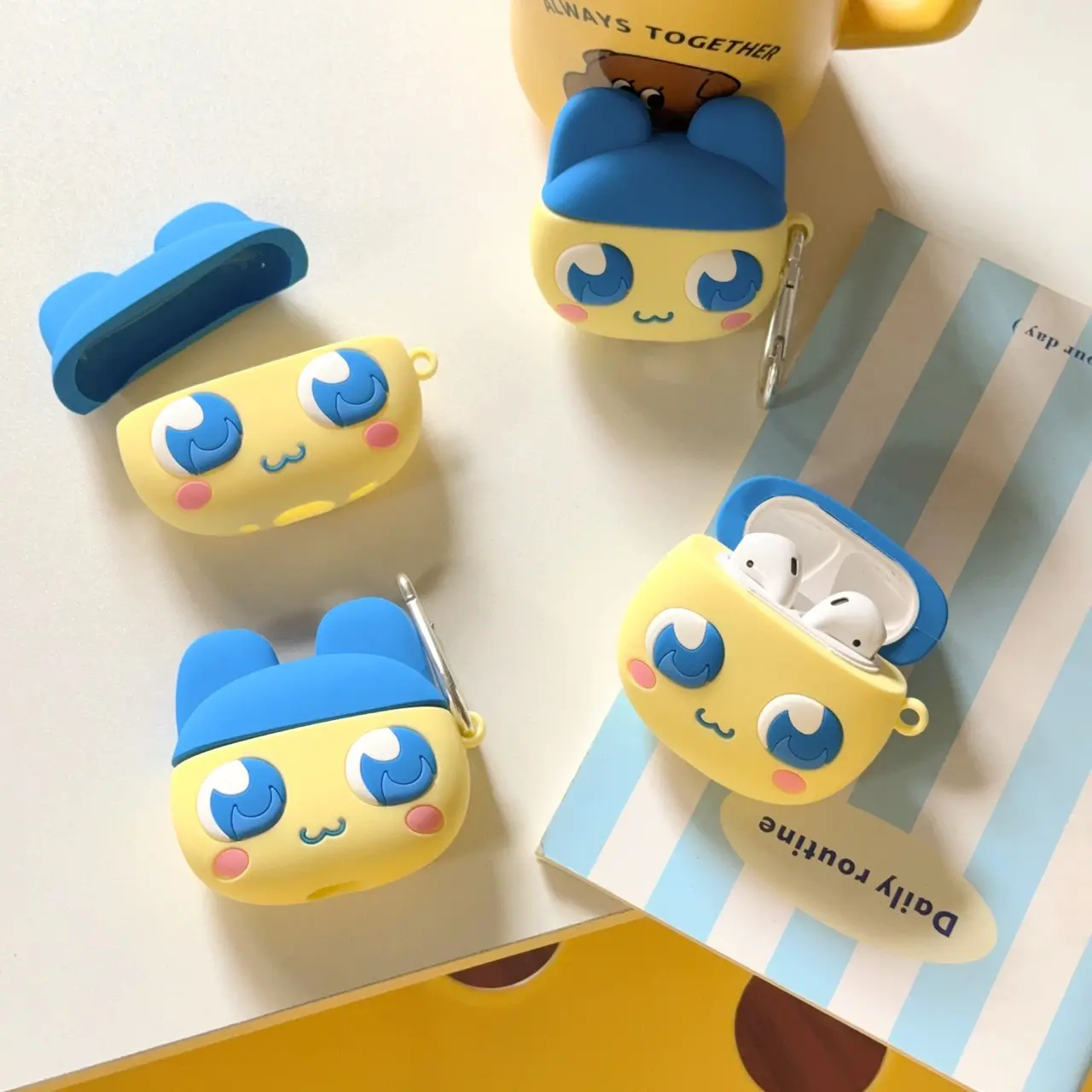 1 Tamagotchi Mametchi headphone case,Cute wireless Bluetooth earphone case, Earphone Protective Cover, drop resistant, durable and stylish accessory, suitable for AirPods pro3/1/2/3/4/pro/pro2(Different models may have different shapes)