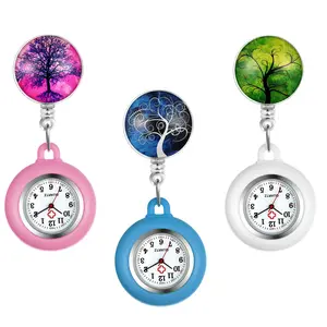 OIDEA Women's Tree of Life Eco Silicone Stretch Clip Numeric Fob Nurse Watch
