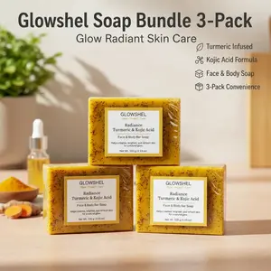 3 Pack Glowshel Rediance Turmeric &Kojic acid face &Body soap Bundle.