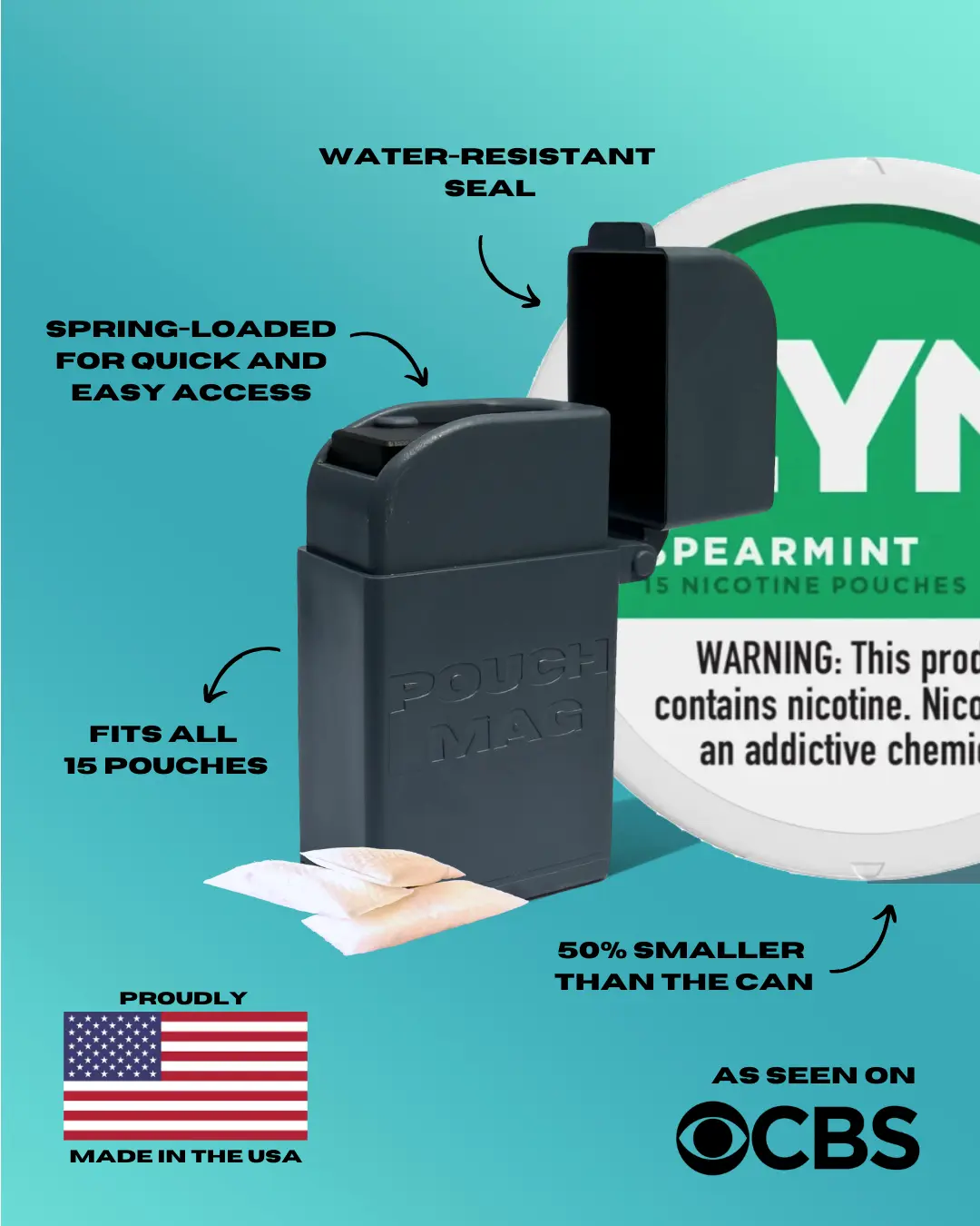 Pouch Mag- Stone: Dispenser for Zyn Pouches - Pocket-Sized Design with Spring-Loaded Mechanism & Durable ABS Plastic - Made in the USA