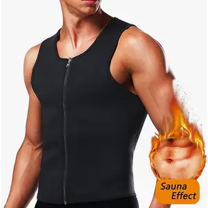 Men's Compression Sweat Sauna Waist Trainer Athletic Stretch Zip Up Vest Body Shaper for Workout Fitness Gym Sportswear