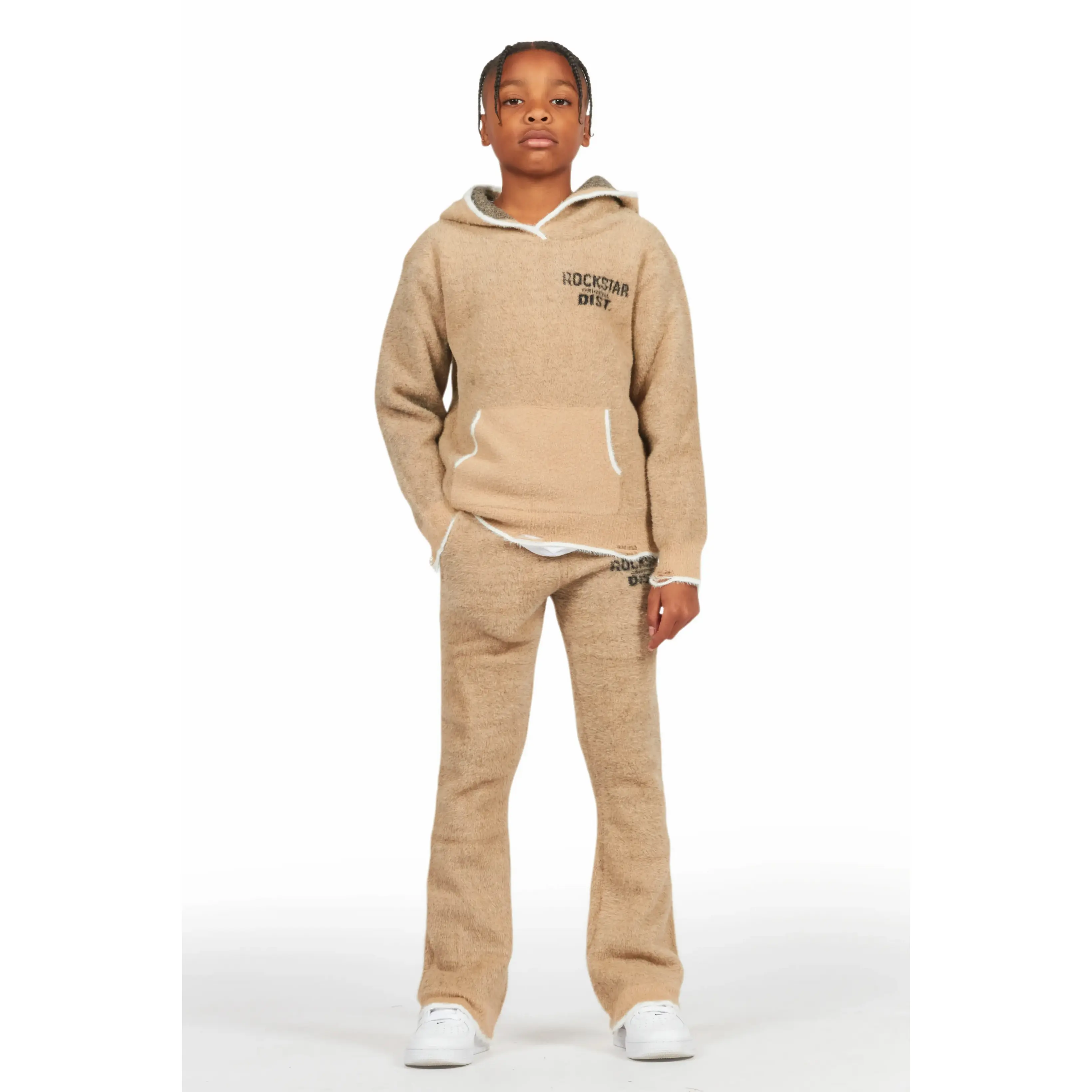 Boys Lake Mohair Beige Knit Track set