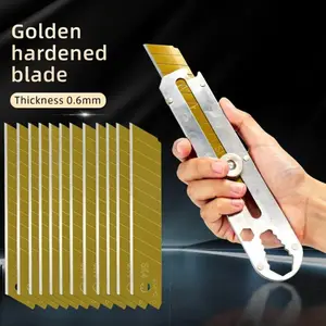 Multi-purpose Utility Knife Holder or 20 Gold Anti-rust Blades, Cutting, 60-degree Angle Design, 6mm Thickness, High-strength Material, Reusable After Breaking Off, Artistic Creation, Home Decoration and Repairs, Durable and Sharp