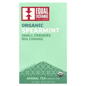 Equal Exchange Organic Spearmint, Herbal Tea, Caffeine-Free, 20 Tea Bags, 0.99 oz (28 g)