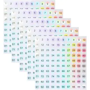 Small Round Number Stickers - 1-100, 5 Sheets Self-Adhesive Labels for Office, Home, Kitchen, Classroom