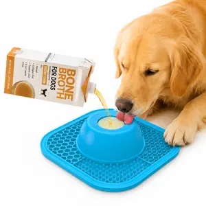 PLOSIF Slow Feeder Dog Bowl for Liquid Treat with Entertained Ball, Dog Feeder Bowl with Slow Feeder Mat, Dog Feeder Lick Bowl for Bone Broth and Yogurt for Large Medium Small Breeds Dietary Supplement/Post-op Nutrition, Blue