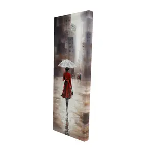 Begin Home Decor 2080-4816-ST26 16 x 48 in. Gray Contemporary Street Canvas - Quiet Walk in the Rain Decor