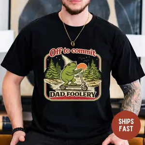 Dad Frog Shirt Off to Commit Dad Foolery TShirt Funny Frog Scooter Gift For Dad Funny Dada Shirt Pregnancy Announcement Tee
