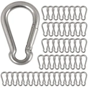 50Pcs 2” Safety Spring Snap Hook, Yision M5 3/16”Carabiner Quick Link Snap Hooks for Camping Hiking, 176LBS Holding Capacity Heavy Duty Steel Carabiner Clip Buckle for Swing Hammock Gym Outdoor