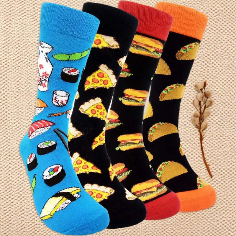 Menswear Fun Patterned Cotton Dress Socks, Novelty Crazy Design Socks, Gift for Men