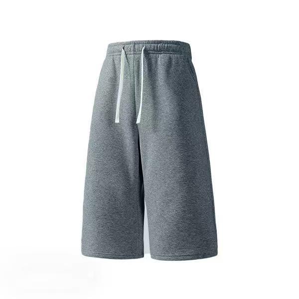 Men’s Plain Stylish 3/4 Solid-Color Athletic Casual Shorts with Belt and Pockets, Breathable Summer Menswear
