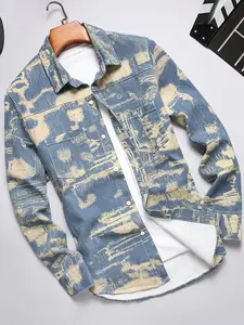 Men's camouflage printed denim shirt men's top