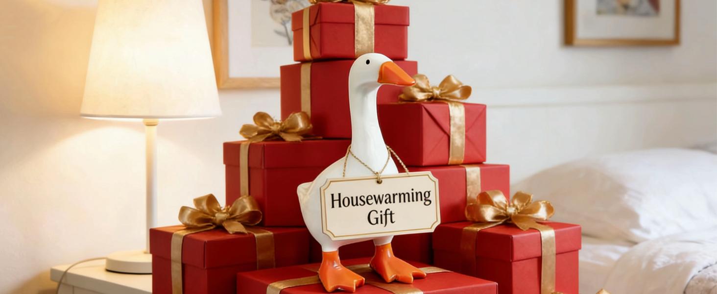 Decorative holiday  gifts 7-Inch Resin Desk Goose Statue with Magnetic Beak Funny Desktop Figurine Key Holder for Office Home Decor Cute Christmas Gift Housewarming Ornament Silly Decoration Abstract Figure Sculpture Home Decore