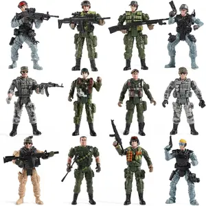 P-MTS09   US Army Men and SWAT Team Toy Soldiers Action Figures with Military Weapons Accessories for Kids Boys Girls,12Pcs