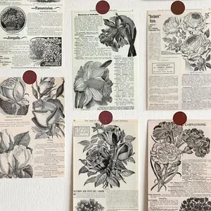 10pcs Retro Flower Pattern Paper Card, Non Adhesive Wallpaper for Home Dormitory Decor, Spring Decor 2024, Material Paper for DIY Craft, Wall Decal, Decoration, Decorative, Floral