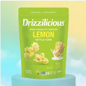 Drizzilicious White Chocolaty Drizzled Lemon Kettle Corn 4.5 oz - 70 Calories per Cup with Lemon Crunchies