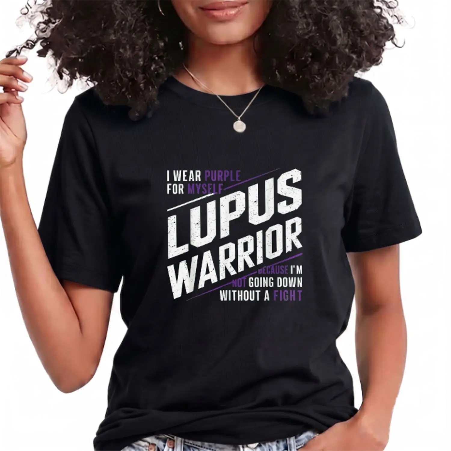 I Wear Purple for Myself Lupus Awareness Lupus Fighters Summer Casual Shortsleeve Cotton T-Shirt