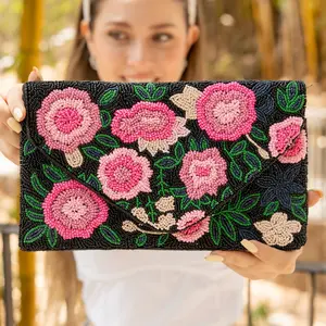 Leili Beaded Floral Clutch Purse