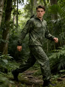 Outdoor Military Hooded Unisex Set with Zipper Invisibility Cloak Top Combat Pants Costume, Perfect for Hunting, Parties, Halloween Gifts