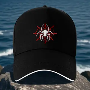 Unisex Lightweight Baseball Cap - Light Hats, Polyester Hats, Dark Glow-in-the-Dark Spider Web Design, Adjustable Strap, Suitable for All Seasons