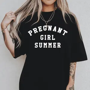 Pregnant Girl Summer T-Shirt Maternity Casual Oversized Graphic Tee Soft Cotton Pregnancy Top Gift for Expecting Mothers Baby Shower