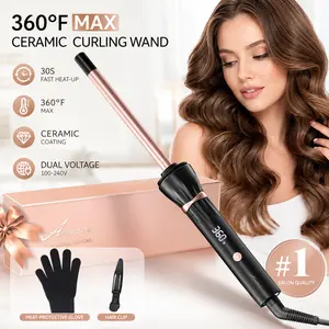 3/8 Inch Small Wand Curling Iron for Curly Hair, 9mm Mini Curler with LCD Display, 9 Temps, Fast Heat Up, Anti-Scald Design, Suitable for Short/Long Locks, Ideal Women's Gift