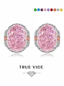 Pink Promise Star Ring, Timeless Earrings, Versatile Earrings, Sparkling pear-cut high-carbon ice-cut colored diamond earrings, 925 silver needles, hypoallergenic, elegant luxury jewelry. Ideal gift for dates, perfect for daily wear