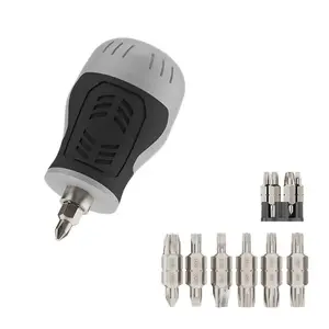 Mini Stubby Screwdriver,7 in 1 Stubby Multi-bit Screwdriver with 14 Sizes Bits Magnetic for Tight Space