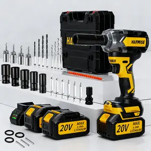 HANWISE 500N.m 20V Cordless Impact Wrench 1/2" Square Drive, 3-Speed Adjustable 0-2200RPM & 2800IPM, Built-in LED Work Light, 2×4000mAh Batteries with Fast Charge, Lightweight 3-in-1 Multifunctional Tool for Auto Repair & Heavy-Duty Tasks
