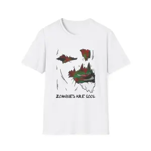 Gildan Zombies Are Cool Unisex Softstyle T-Shirt Halloween Apparel Graphic Tee Gift for Horror Fans Casual Wear Classic Cotton Fabric Menswear Top Smooth Streetwear Tshirt