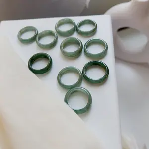 Genuine Burmese Jadeite Ring, Dark Green Jadeite Band, Textured Myanmar