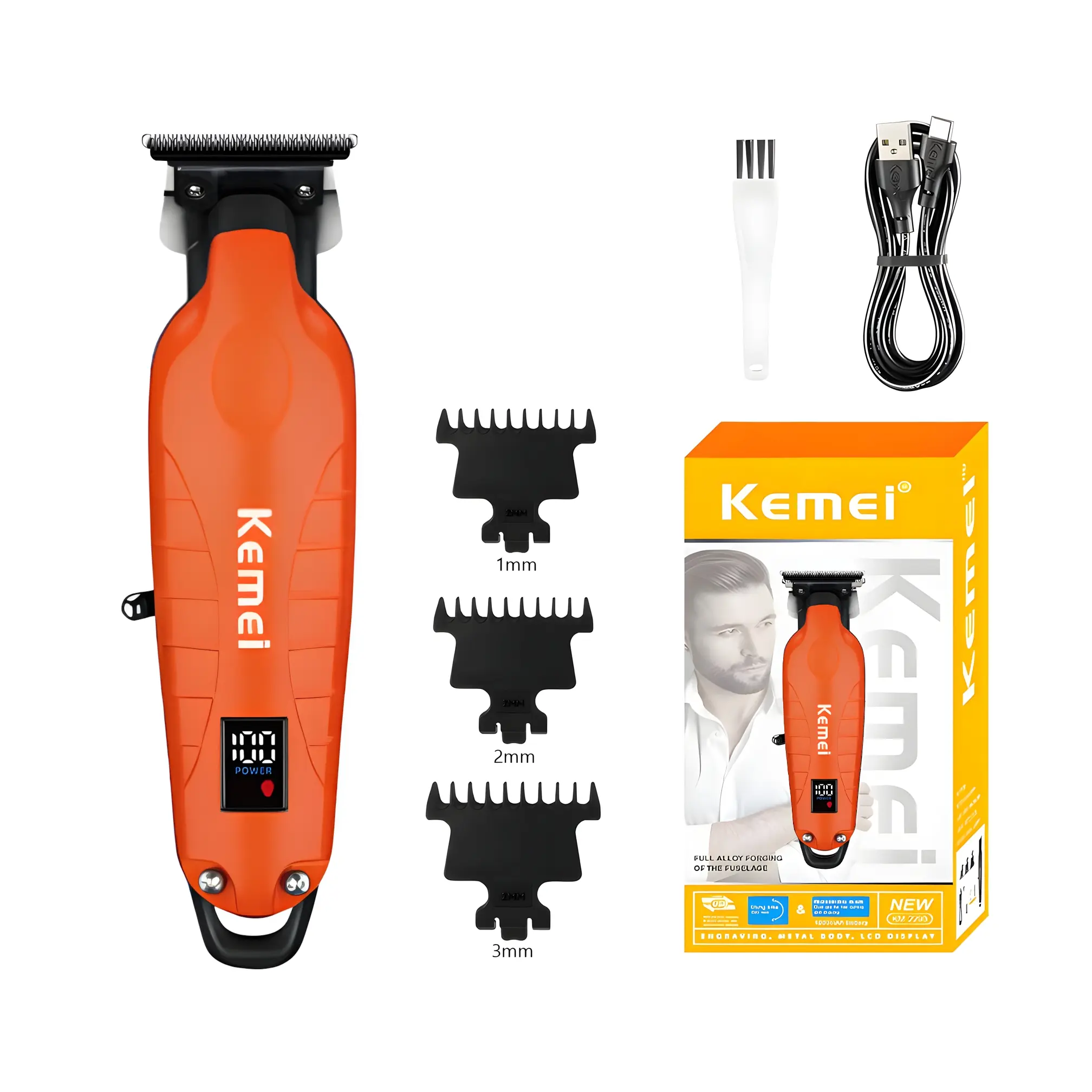 Kemei Rechargeable Electric Hair Trimmer, Cordless Hair Clipper, Home & Salon Use, Professional Care Tool, Durable Design, Easy to Clean, New Condition