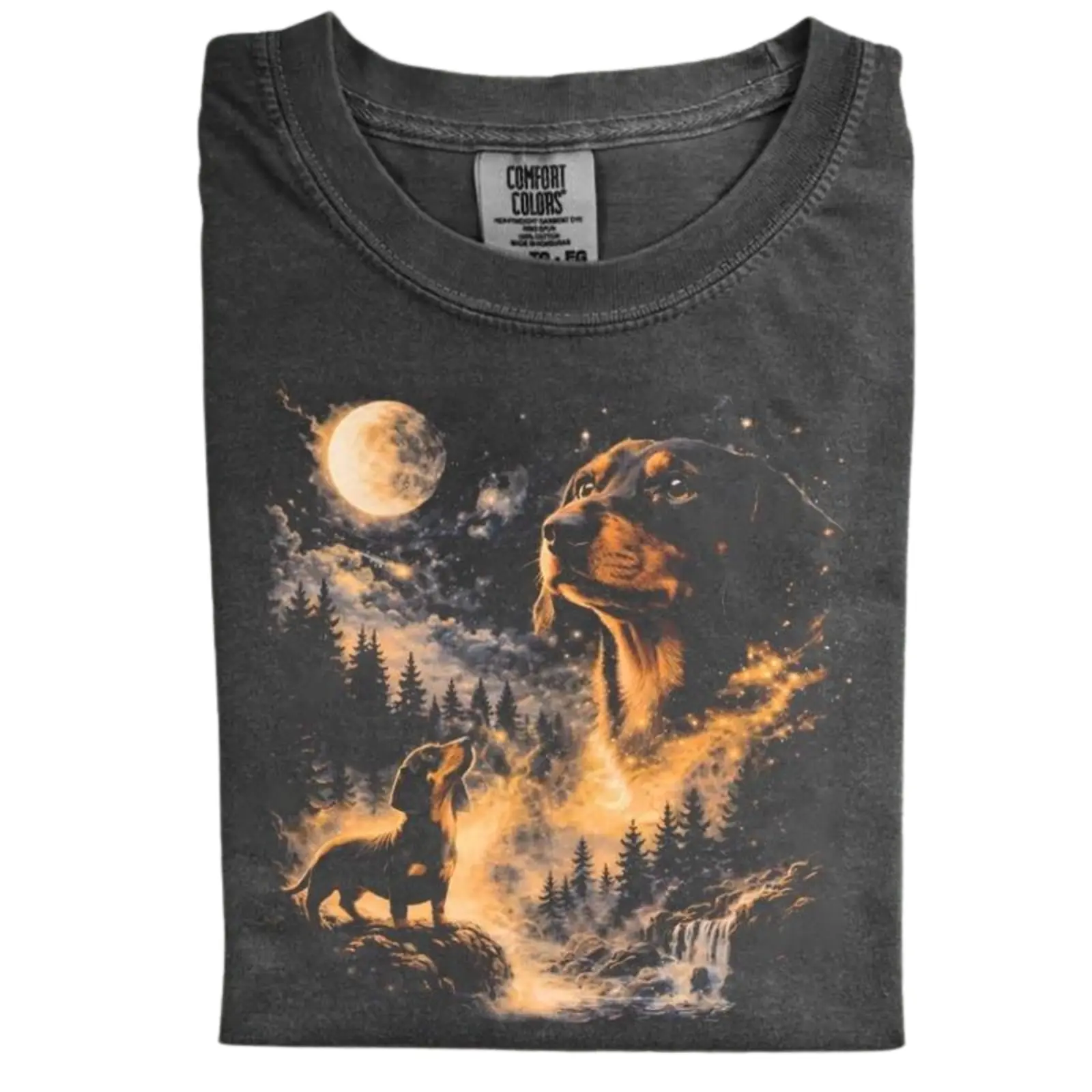 Comfort Colors Dachshund Howling to The Moon T-Shirt, Vintage 90s Aesthetic Weiner Dog Graphic Tee, Unisex Fit Design, Gift for Men and Women