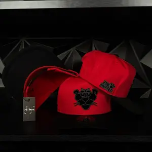 Black panther plate SnapBack hat-red/black