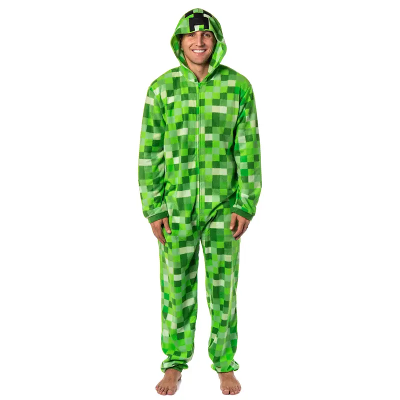 Minecraft Creeper Costume Pajama Outfit One Piece Union Suit
