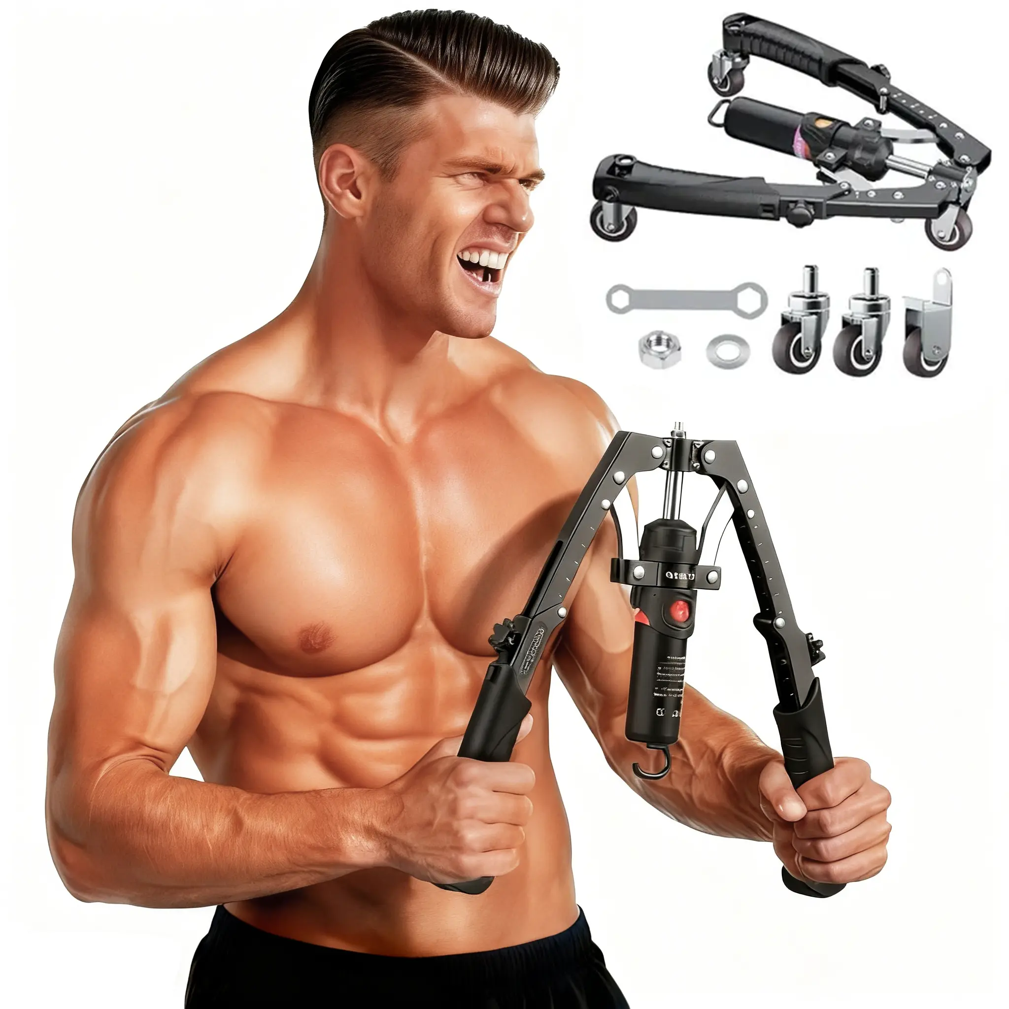 Chest & Arm Twister with Flex Core Trainer 15-Level Hydraulic Power Chest Press Machine 22-440lb for Upper Body Portable Resistance Home Fitness Equipment Outdoorfun