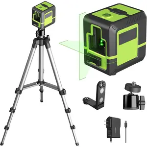 Laser-Level-with-Tripod, 1200mah lithium battery, can be standby for 10 hours, can be recharged,Green Cross Line Laser with Tripod Self-Leveling, Lazer Leveler Tool for Picture Hanging