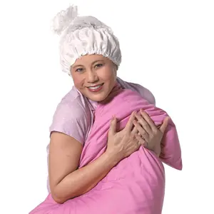 Satin Lined Sleep Cap, White, One Size Fits All (160048) Haircare Smooth