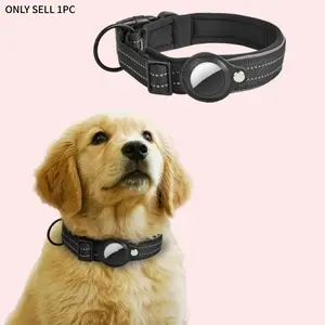 AirTag Dog Collar Reflective Dog Collar Padded Dog Collars AirTag Holder Case Adjustable Pet Collar for Small Medium Large Dogs  Without anti loss device