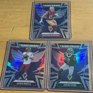2025 panini thunderbird mixed lot of 3. Christian mccaffrey, jayden daniels and justin fields