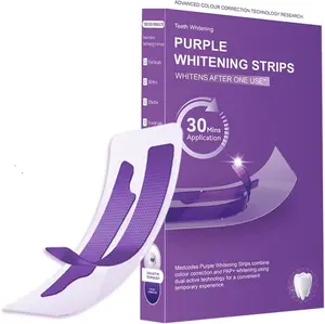 Purple Whitening Strips,28 Patch Teeth Whitening Strips,Instant Brightening Appearance,Purple Teeth Whitening Strips,Non-Peroxide Gentle Formula Enamel-Friendly Suitable for Use Anytime（14 Pairs）