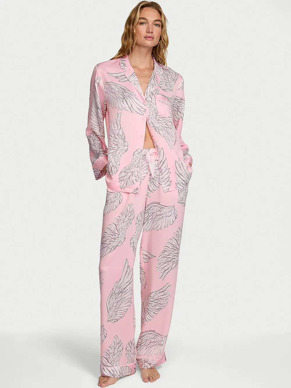 Victoria's Secret Satin Pajama Set, Long Sleeve Button Down Shirt & Pants, Sleepwear for Women (XS-XXL)